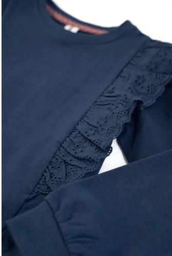 B.Nosy sweater B.DASHING met ruches donkerblauw Meisjes Stretchkatoen (duurzaam) Ronde hals 104 - Foto 2