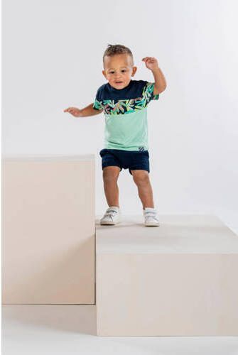B.Nosy sweatshort met bladprint donkerblauw Korte broek Blad 74 - Foto 3