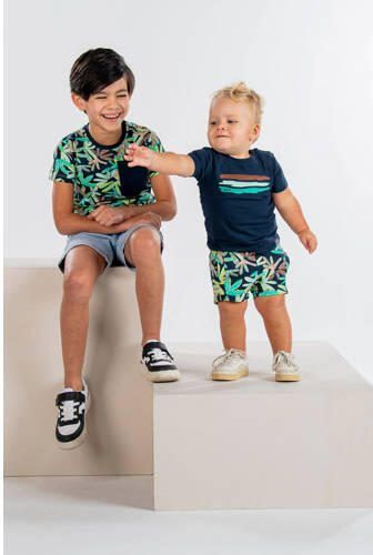 B.Nosy sweatshort met bladprint donkerblauw groen Korte broek Blad 80 - Foto 2