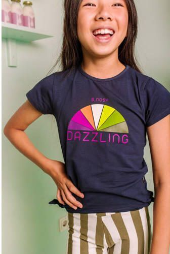 B.Nosy T-shirt B.Dazzeling met printopdruk donkerblauw Meisjes Katoen Ronde hals 122 128 - Foto 3