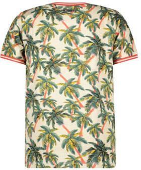 B.Nosy T-shirt Kaleb met bladprint groen creme oranje Jongens Stretchkatoen Ronde hals 122 128