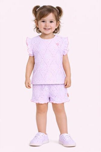 B.Nosy T-shirt + korte broek broderie lila Set Paars Meisjes Polyester Ronde hals - Foto 2