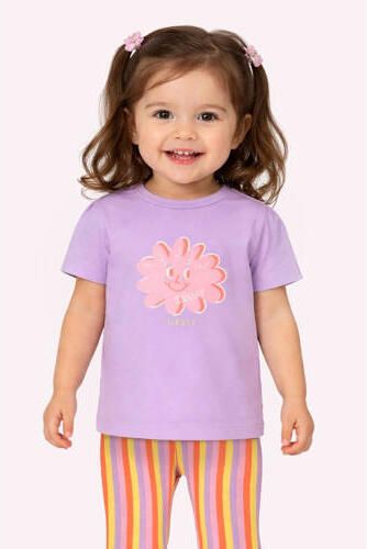 B.Nosy T-shirt lila Paars Meisjes Stretchkatoen Ronde hals Printopdruk