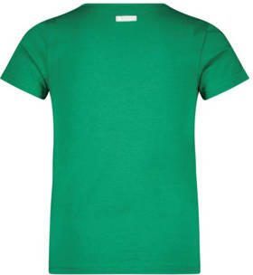 B.Nosy T-shirt Maud met tekst groen Meisjes Stretchkatoen Ronde hals Tekst 134 140