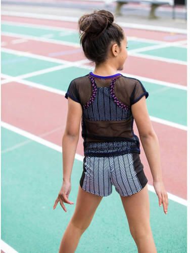 B.Nosy T-shirt met mesh achterkant paars Meisjes Polyester Ronde hals Tekst 134-140 - Foto 3