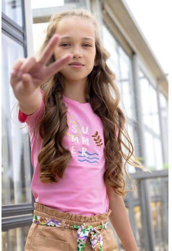 B.Nosy T-shirt met printopdruk zoetroze Meisjes Stretchkatoen Ronde hals 122 128 - Foto 2