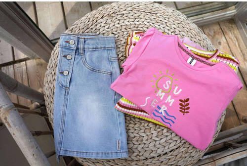 B.Nosy T-shirt met printopdruk zoetroze Meisjes Stretchkatoen Ronde hals 122 128 - Foto 3