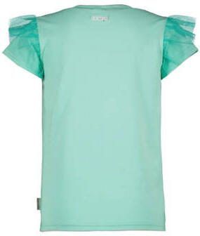 B.Nosy T-shirt met tekst mintgroen Meisjes Stretchkatoen Ronde hals Tekst 122-128