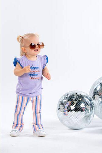 B.Nosy T-shirt Pearl met tekst en ruches lila blauw Paars Meisjes Stretchkatoen Ronde hals 74 - Foto 3