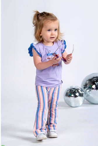B.Nosy T-shirt Pearl met tekst en ruches lila blauw Paars Meisjes Stretchkatoen Ronde hals 74 - Foto 2