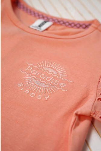 B.Nosy T-shirt Pippi met printopdruk zalmroze Meisjes Stretchkatoen Ronde hals 122 128 - Foto 3
