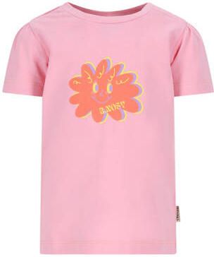 B.Nosy T-shirt roze Meisjes Stretchkatoen Ronde hals Printopdruk