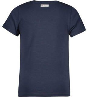 B.Nosy Vivianne T-shirt Blauw Meisjes Polyester Ronde hals Bloemen 122 128