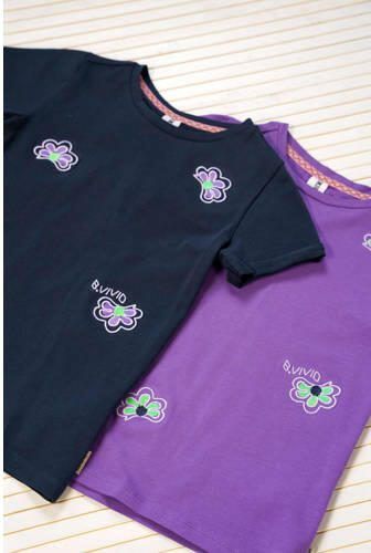 B.Nosy Vivianne T-shirt Blauw Meisjes Polyester Ronde hals Bloemen 122 128 - Foto 2