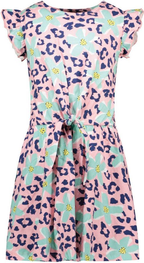 B.Nosy gebloemde jurk roze groen blauw