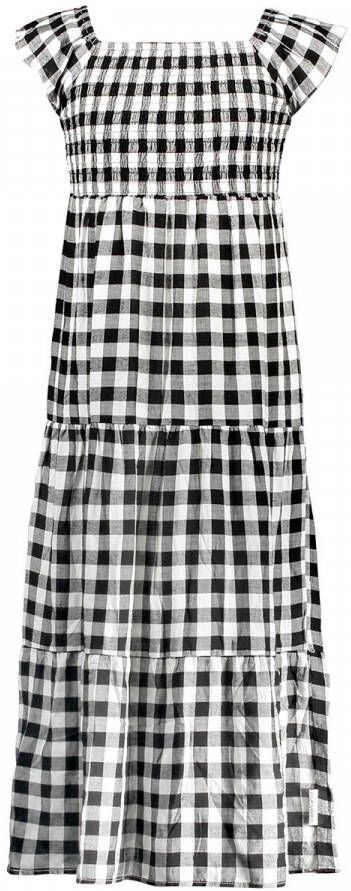 B.Nosy geruite trapeze jurk zwart wit Meisjes Viscose Vierkante hals Ruit 104