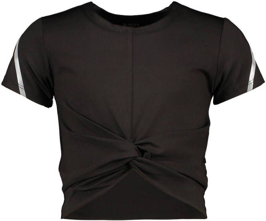 B.Nosy T-shirt met contrastbies zwart Meisjes Polyester Ronde hals Effen 104