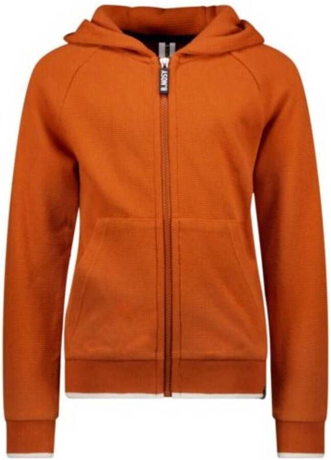 B.Nosy sweatvest B.Limitless met backprint oranjebruin