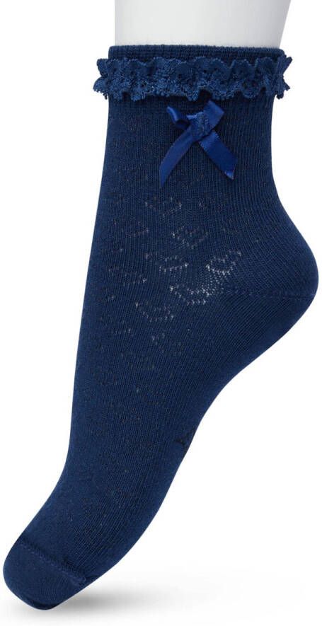 Bonnie Doon sokken met sierrand donkerblauw Katoen Effen 19-22