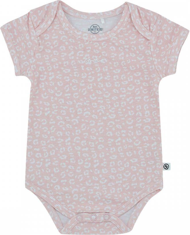 Born by Kiddo United romper roze wit Meisjes Katoen Ronde hals All over print 50