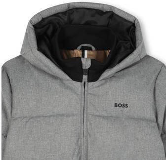 BOSS gewatteerde jas grijs Jongens Polyester Capuchon Effen - Foto 2