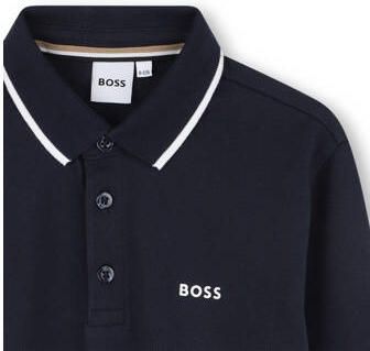 BOSS polo donkerblauw Jongens Katoen Polokraag Effen