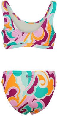 Brunotti crop bikini Cruzini roze turquoise oranje Meisjes Polyester Grafisch 164