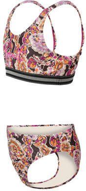 Brunotti crop bikini Diadra roze oranje Meisjes Gerecycled polyester Bloemen 128 - Foto 2