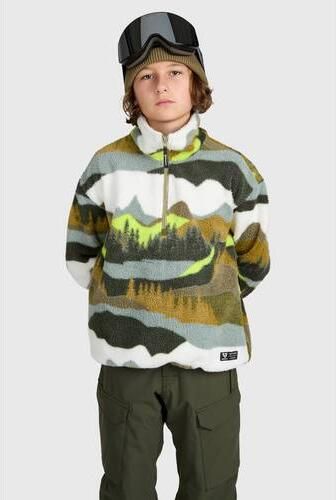 Brunotti fleece outdoor sweater met opstaande kraag groen