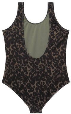 Calvin Klein badpak olijfgroen zwart Meisjes Polyester Panterprint 128 140