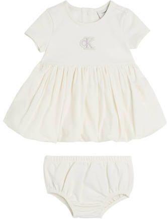 Calvin Klein bloomer en jurk set ecru Meisjes Viscose Ronde hals Effen