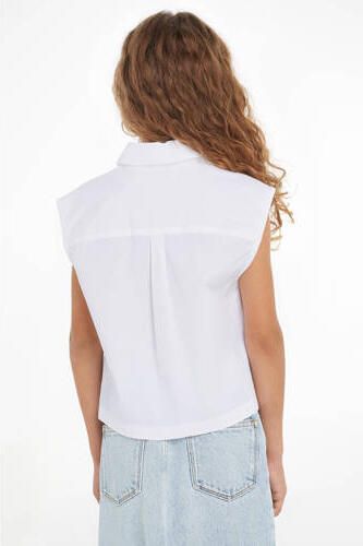 Calvin Klein blouse wit Meisjes Katoen Klassieke kraag Effen 152 - Foto 3