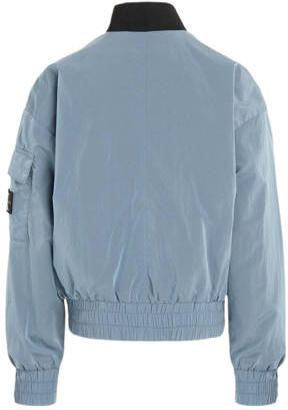 Calvin Klein bomberjack zomer met logo vergrijsd blauw Jas Jongens Nylon Opstaande kraag 140 - Foto 3