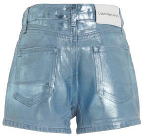 Calvin Klein coated denim short medium blue denim Korte broek Blauw Meisjes Katoen 128