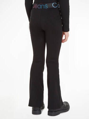Calvin Klein flared broek PUNTO met logo zwart Meisjes Viscose Logo 140 - Foto 3