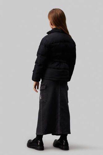 Calvin Klein gewatteerde jas zwart Meisjes Polyester Opstaande kraag Effen 176