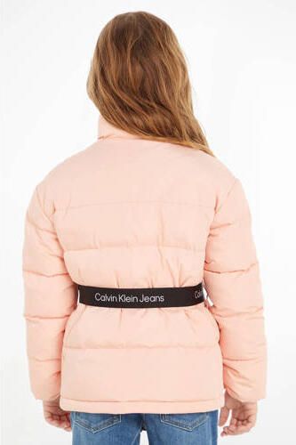 Calvin Klein gewatteerde winterjas van gerecycled polyester lichtroze Meisjes Gerecycled polyester (duurzaam) Opstaande kraag 152 - Foto 3