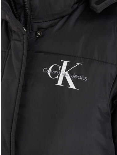 Calvin Klein gewatteerde winterjas van gerecycled polyester zwart Meisjes Gerecycled polyester (duurzaam) Capuchon 116 - Foto 4