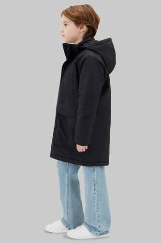 Calvin Klein gewatteerde winterparka zwart Jas Jongens Polyester Capuchon - Foto 4