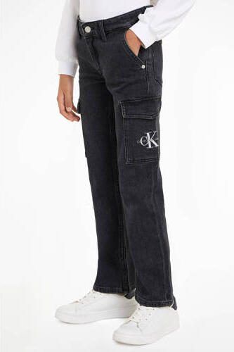 Calvin Klein high waist wide leg jeans MR STRAIGHT charcoal grey rgd Grijs Meisjes Katoen 140 - Foto 4