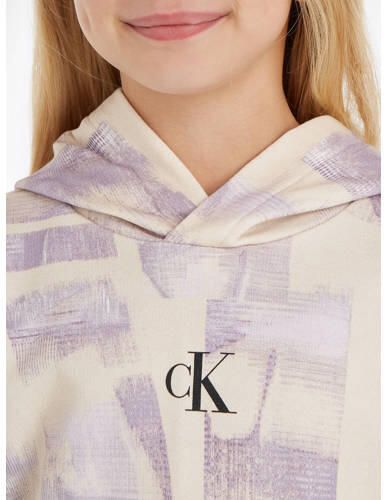 Calvin Klein hoodie met all over print zand lila Sweater Beige Meisjes Katoen (duurzaam) Capuchon 128 - Foto 4