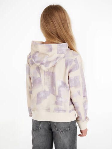 Calvin Klein hoodie met all over print zand lila Sweater Beige Meisjes Katoen (duurzaam) Capuchon 128 - Foto 3