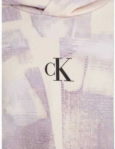 Calvin Klein hoodie met all over print zand lila Sweater Beige Meisjes Katoen (duurzaam) Capuchon 128 - Foto 2