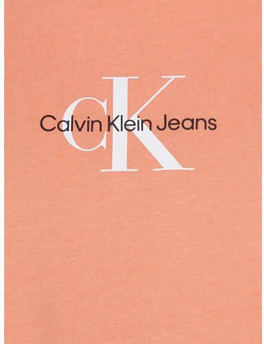 Calvin Klein Jeans T-shirt met logo lichtoranje Meisjes Katoen Ronde hals 152 - Foto 2