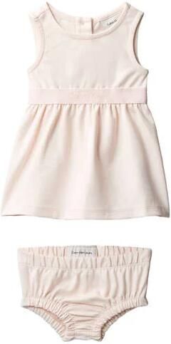 Calvin Klein jurk met bloomer ecru Meisjes Viscose Ronde hals Effen