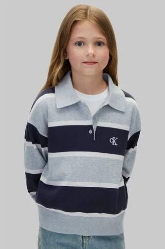 Calvin Klein katoenen gebreide gestreepte trui lichtgrijs donkerblauw