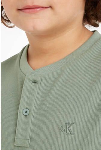Calvin Klein longsleeve groen Jongens Katoen Ronde hals Effen 140 - Foto 2