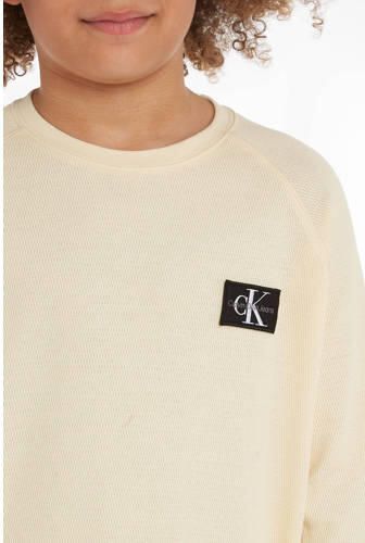 Calvin Klein longsleeve met logo beige Jongens Katoen Ronde hals Logo 152 - Foto 2
