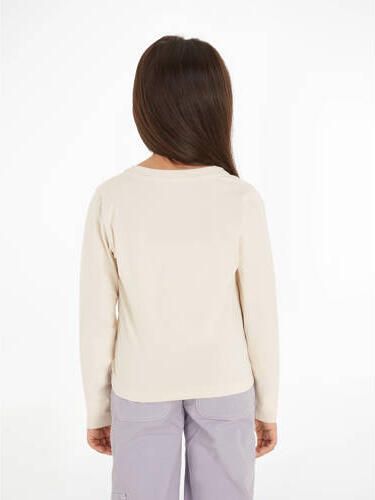 Calvin Klein longsleeve met logo ecru Meisjes Stretchkatoen Ronde hals 140 - Foto 3