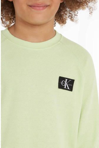 Calvin Klein longsleeve met logo mint Groen Jongens Katoen Ronde hals Logo 128 - Foto 3